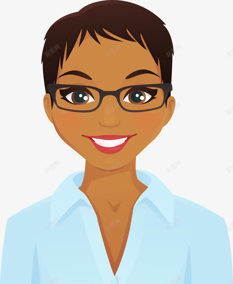 非洲卡通女教师png免抠素材_新图网 https://ixintu.com 卡通女性 女人 眼镜女人 老师 装饰图案 非洲教师