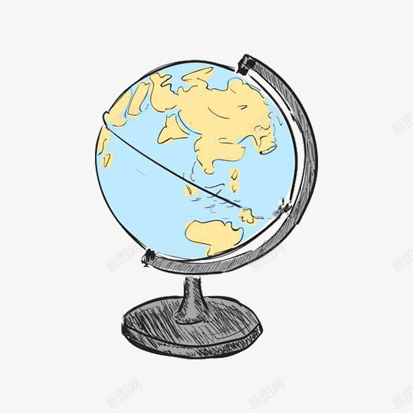 手绘的地球仪png免抠素材_新图网 https://ixintu.com 卡通 地球 手绘