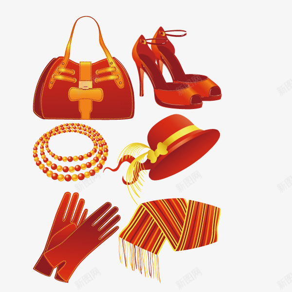 女性红色围脖包手套高跟鞋png免抠素材_新图网 https://ixintu.com 包 围脖 女性 手套 红色 高跟鞋