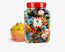 水果糖果瓶子储物罐水果糖果高清图片