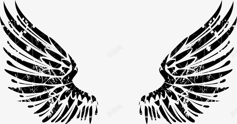 黑色简约翅膀装饰图案图标png_新图网 https://ixintu.com 免抠PNG 简约 翅膀 装饰图案 黑色