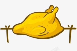 木头烤架一个黄色的鸡矢量图高清图片