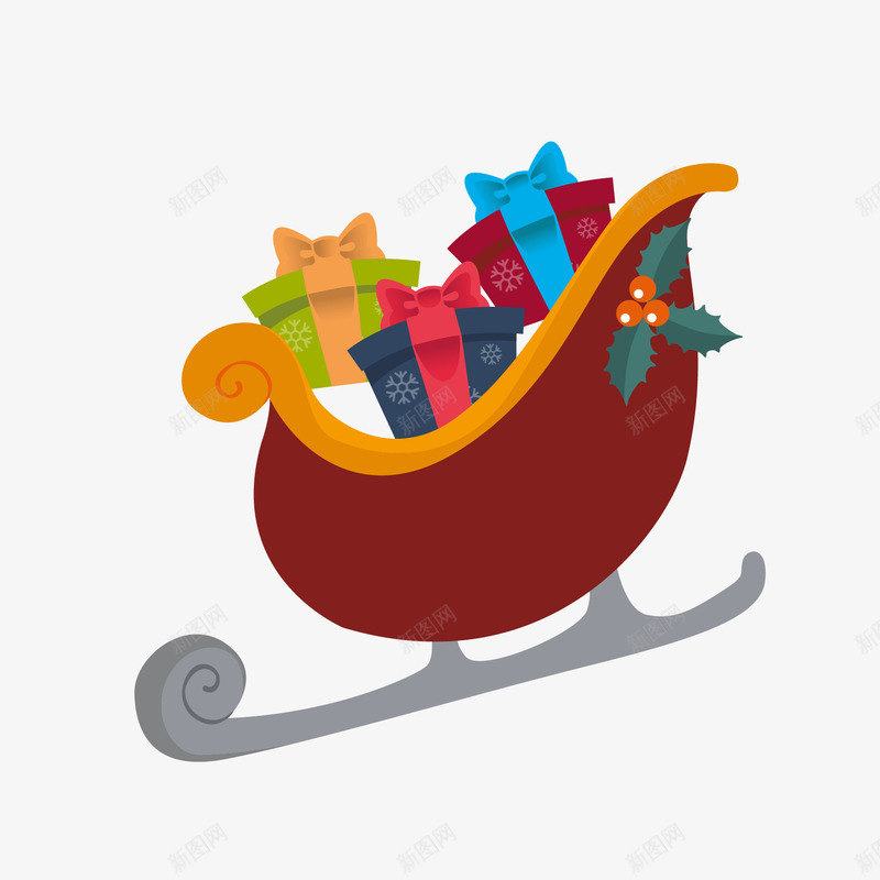 装满礼物的雪橇png免抠素材_新图网 https://ixintu.com 圣诞礼物 礼品盒 礼盒 装满礼物的雪橇 雪橇免费png下载 雪橇矢量图