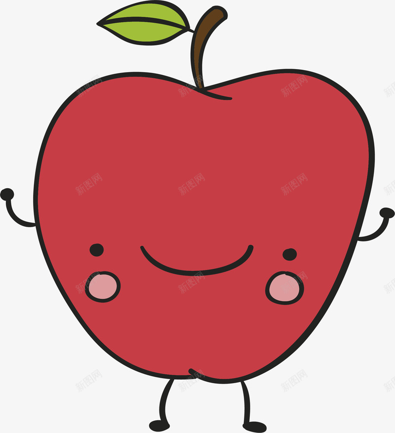 红色苹果小人png免抠素材_新图网 https://ixintu.com 卡通苹果 可爱苹果 矢量素材 红苹果 苹果小人