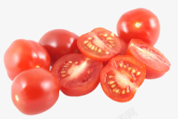 实物新鲜红色切开樱桃番茄素材