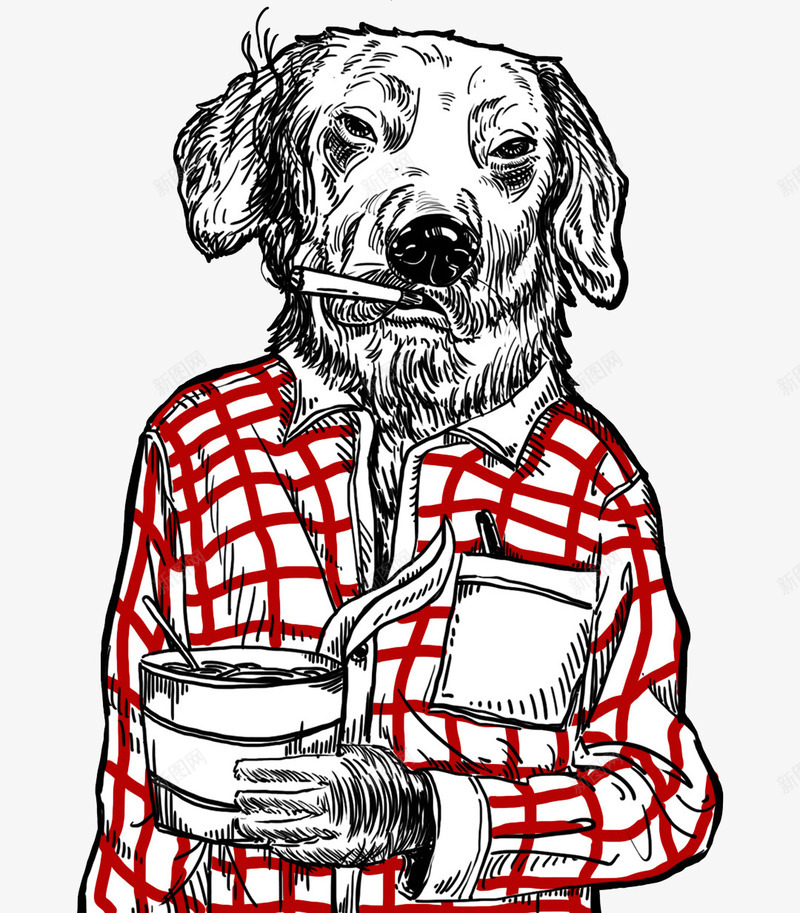 抽香烟的卡通小狗png免抠素材_新图网 https://ixintu.com 可爱的 小狗 抽烟 衣服 衬衫 酷酷的 香烟
