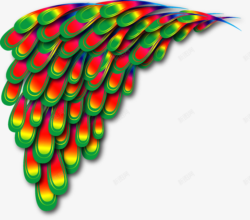 孔雀翅膀矢量图ai免抠素材_新图网 https://ixintu.com 孔雀 炫彩 翅膀 矢量图
