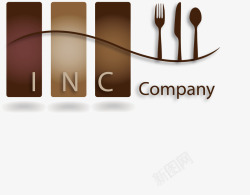 棕色刀叉棕色曲线刀叉厨房logo矢量图图标高清图片