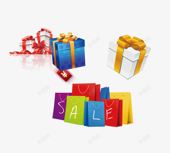 礼盒购物袋png免抠素材_新图网 https://ixintu.com 盒子 礼品 礼物 礼盒 购物袋