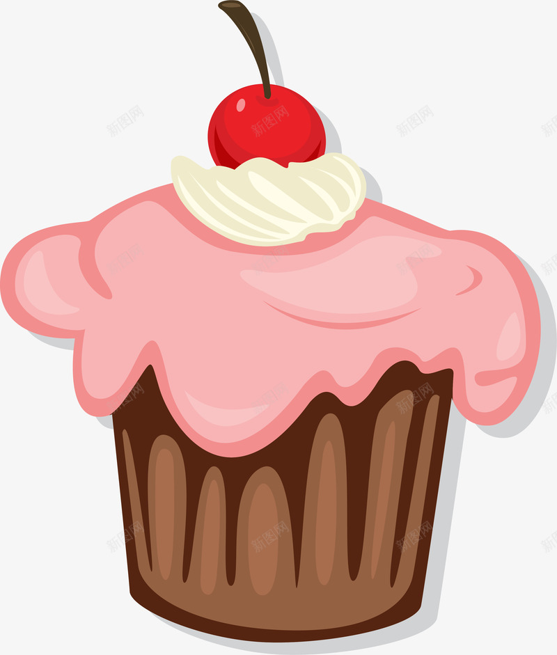 小清新纸杯蛋糕png免抠素材_新图网 https://ixintu.com 小清新蛋糕 红色樱桃 纸杯蛋糕 美味 黄色奶油
