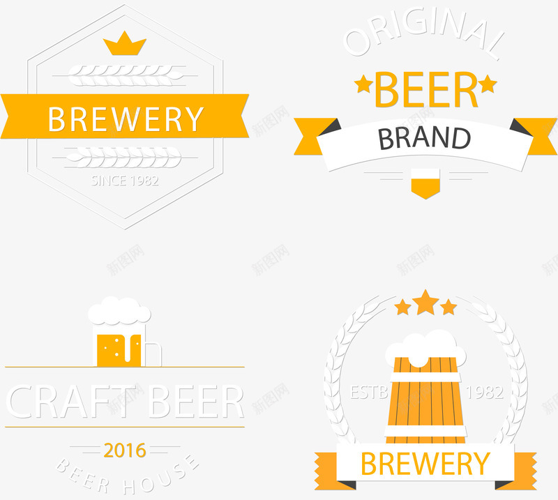 手绘啤酒标签png免抠素材_新图网 https://ixintu.com 啤酒 手绘 标签 瓶贴
