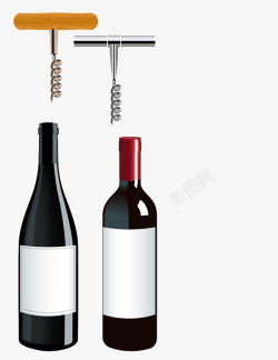 翼形葡萄酒启瓶器开瓶器与红酒高清图片