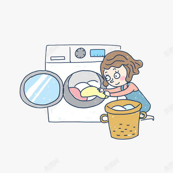 洗衣服的女人png免抠素材_新图网 https://ixintu.com 卡通 女人 收纳篮 洗衣服 洗衣机 漂亮的