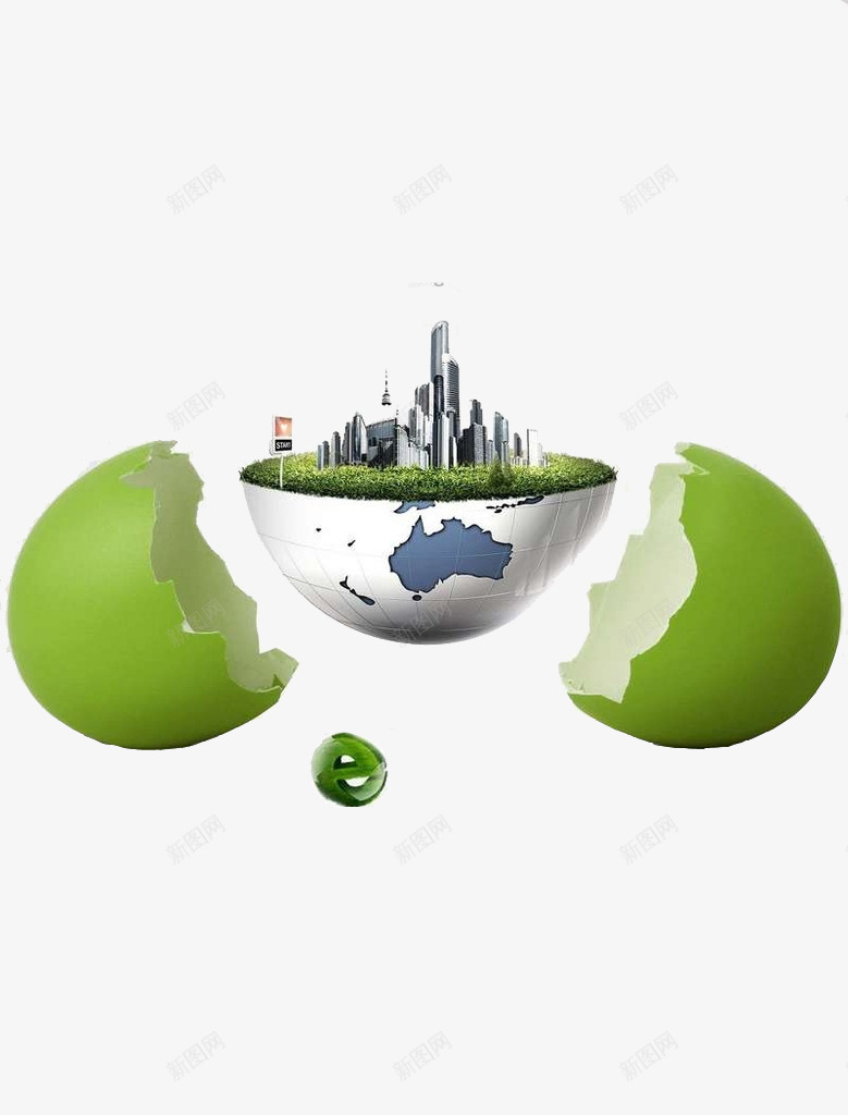 创意鸡蛋地球图标png_新图网 https://ixintu.com 创意 创意浏览器 创意鸡蛋 创意鸡蛋地球 图标设计 地球 建筑设计 破裂 绿色 蛋壳 鸡蛋