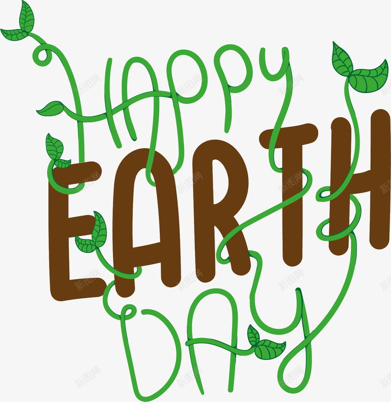 地球日快乐艺术字png免抠素材_新图网 https://ixintu.com day4月22日 earth 丝带地球日叶子绿芽happy