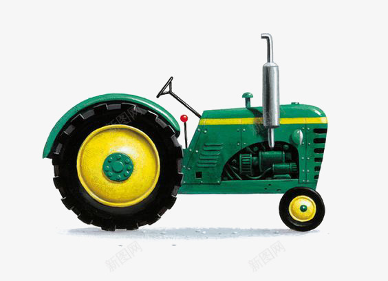 绿色拖拉机png免抠素材_新图网 https://ixintu.com 交通 农业 卡通 手绘 拖拉机 插画 机械 绿色