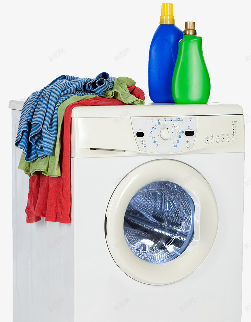 衣服清洗png免抠素材_新图网 https://ixintu.com 家务 柔顺剂 洗涤剂 洗衣机 衣物清洁