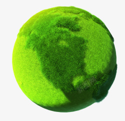 绿色小草地球装饰图案素材