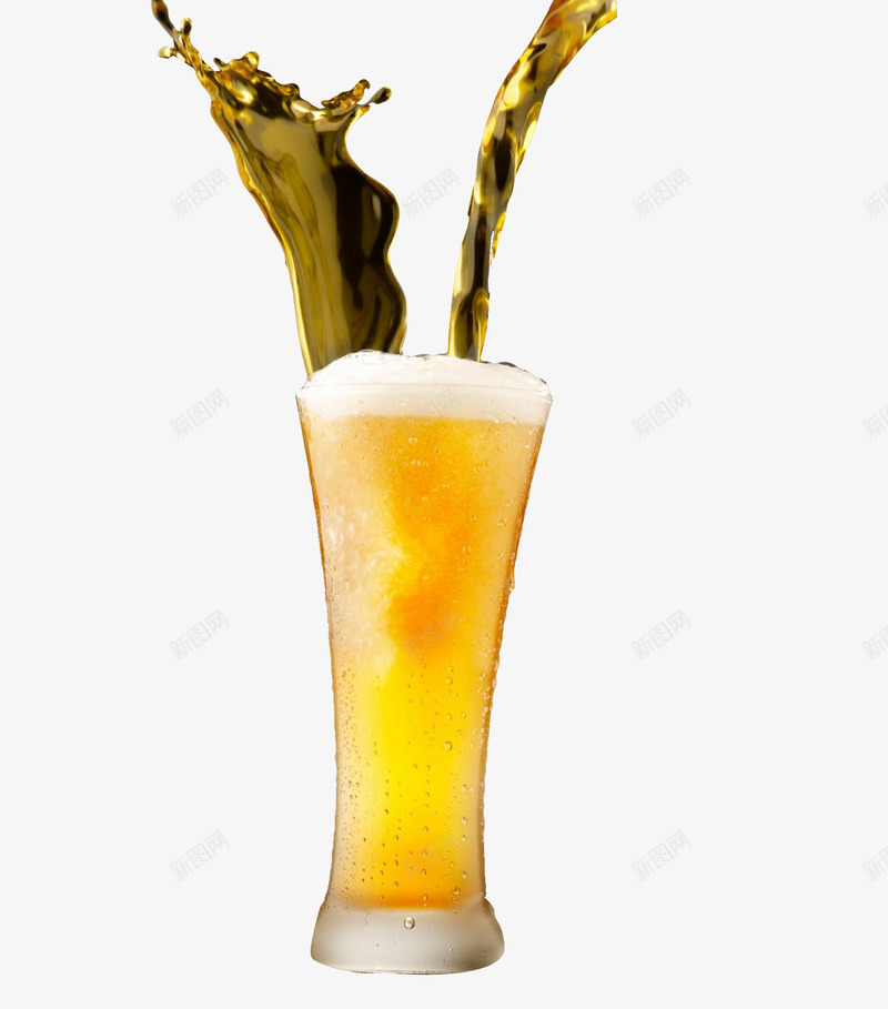 冰爽啤酒png免抠素材_新图网 https://ixintu.com 倒酒 泡沫 酒水 酒滴 黄色