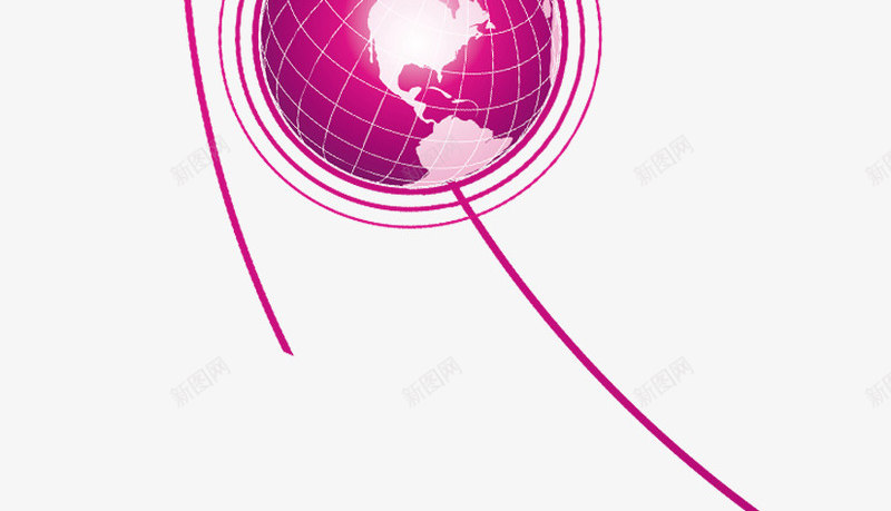 紫色线条地球png免抠素材_新图网 https://ixintu.com 地球 弧型 弧线 紫色 线条