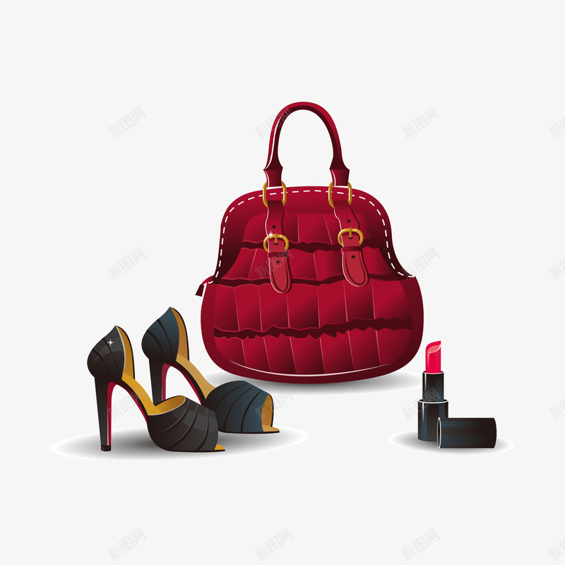 女性高跟鞋挎包png免抠素材_新图网 https://ixintu.com 女性高跟鞋挎包设计手提包皮包皮鞋凉鞋口红女性用品图片素材