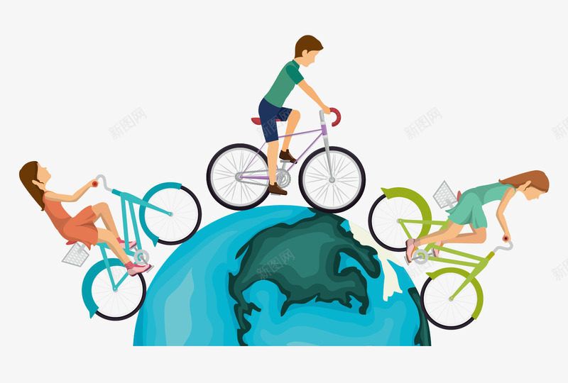 自信车地球png免抠素材_新图网 https://ixintu.com 人物 地球 矢量地球 自行车