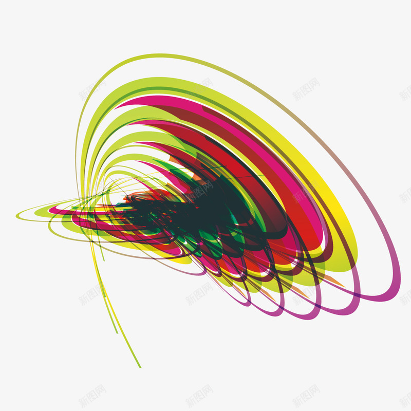 彩色旋涡曲线矢量图ai免抠素材_新图网 https://ixintu.com 创意装饰曲线 彩色曲线 曲线 矢量图