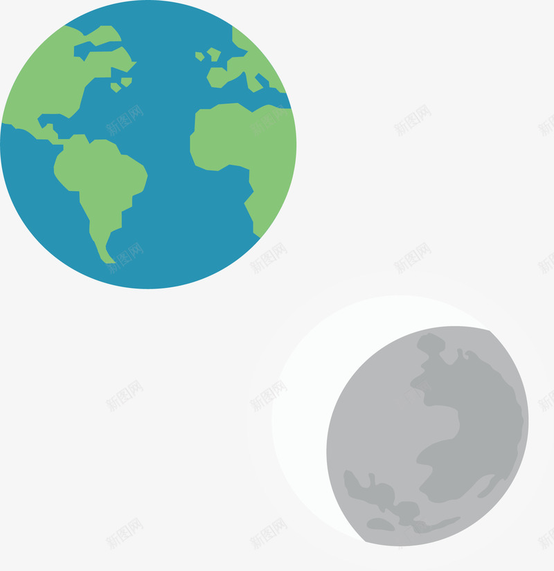 地球和月球矢量图eps免抠素材_新图网 https://ixintu.com 地球 星球 月亮 月球 矢量素材 银河 矢量图