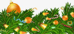 圣诞草丛装饰球铃铛图素材