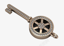 装饰品珠宝首饰吊坠黄金钥匙形状素材