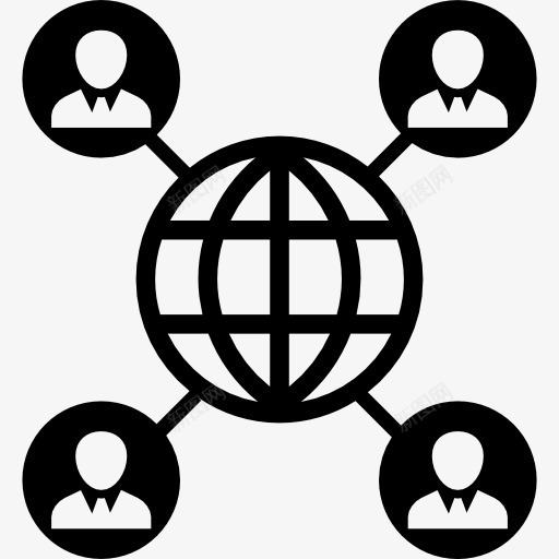 关连人士在地球图标png_新图网 https://ixintu.com 全球业务 启动图标 象征地球 连接 连接人