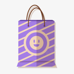 笑脸购物袋卡通紫色购物礼品袋矢量图高清图片