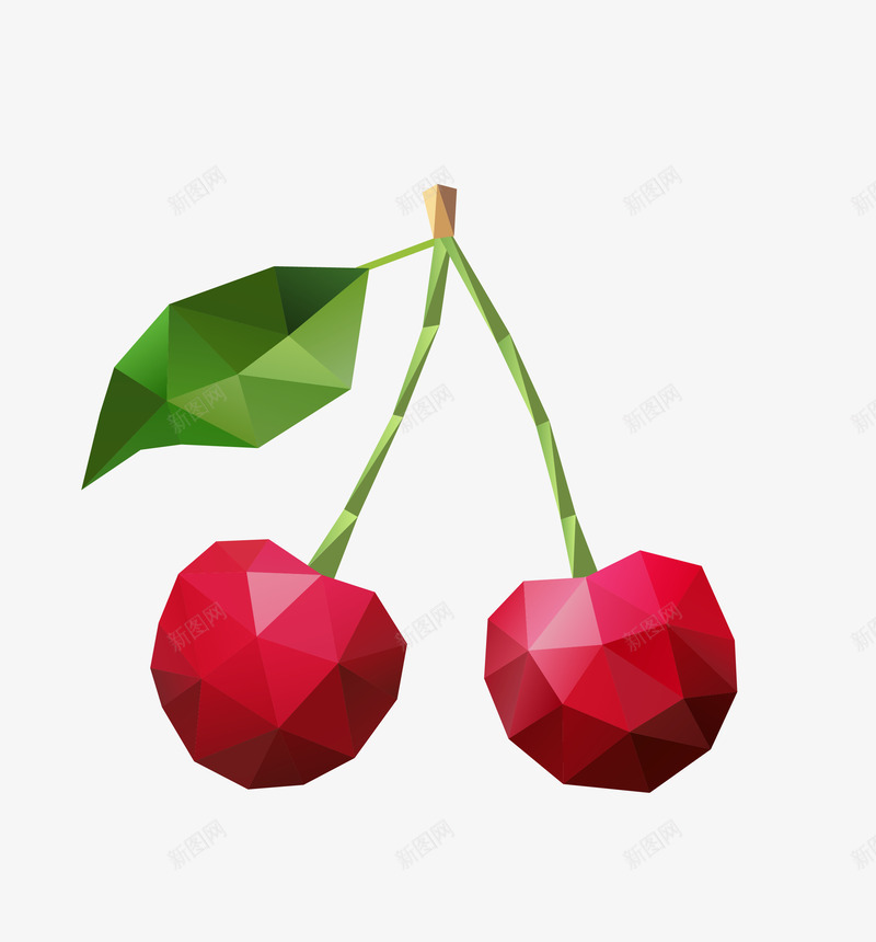 樱桃矢量图eps免抠素材_新图网 https://ixintu.com 低面设计 樱桃 水果 草莓 莓果 矢量图