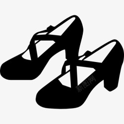 舞蹈工具弗拉门戈舞的黑人女性的鞋子图标高清图片