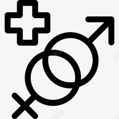 男性和女性的性别符号与一个加号图标图标