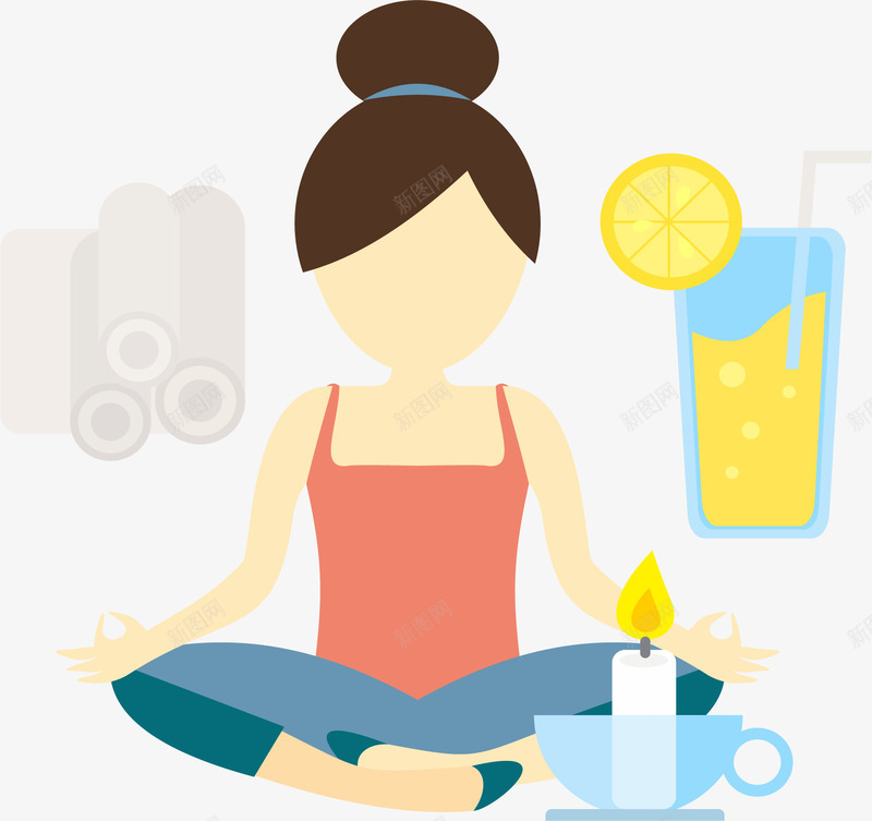 女性养生运动png免抠素材_新图网 https://ixintu.com 保养 健身 女性养生 瑜伽 莲花座