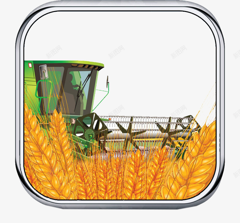 机械收割麦子图标png_新图网 https://ixintu.com 农业图标 收麦子 方形图标 机械收割 秋收图标 麦子 麦子图标 麦穗收割