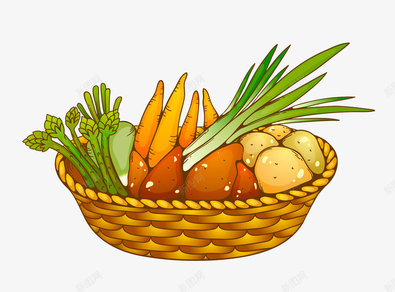 手绘彩色蔬菜png免抠素材_新图网 https://ixintu.com 彩色 手绘火锅食材 火锅 矢量手绘 篮子 美食 蔬菜 食材