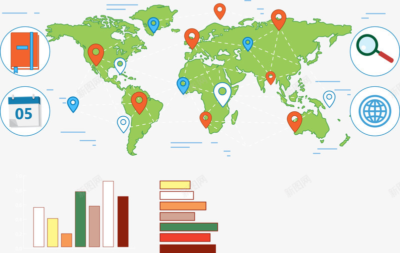 地图标记png_新图网 https://ixintu.com 地球 扁平化 数据 精准定位 绿色