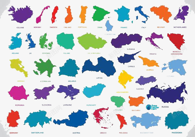 地球上的各国png免抠素材_新图网 https://ixintu.com 国家 地球 地理 彩色