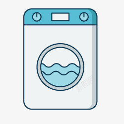 水洗衣机卡通蓝色全自动洗衣机高清图片