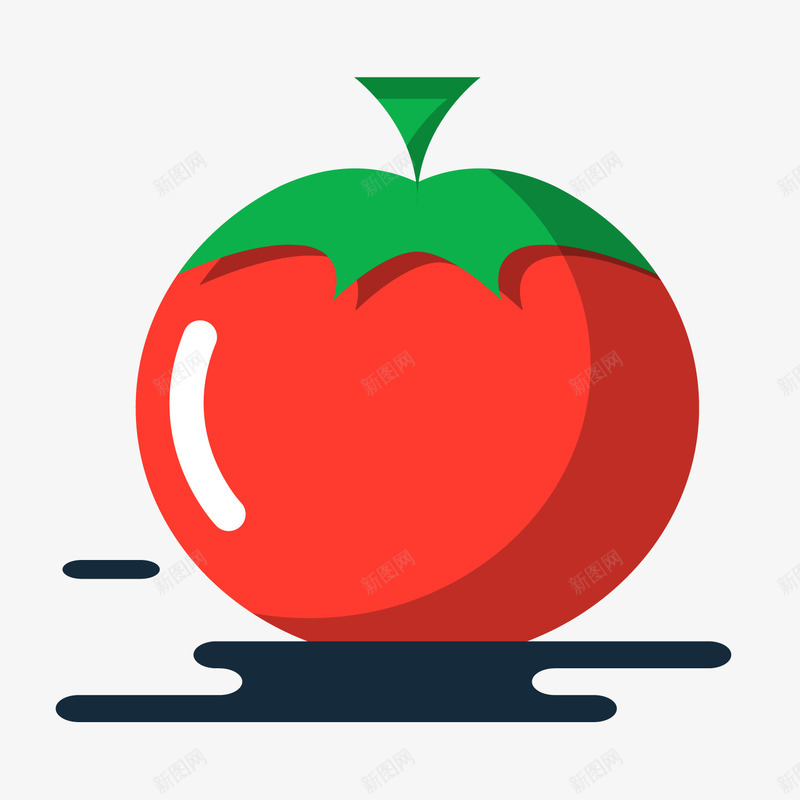 红色番茄卡通图标矢量图ai_新图网 https://ixintu.com 光泽 卡通图标 叶子 番茄 红色 蔬菜 食物 矢量图