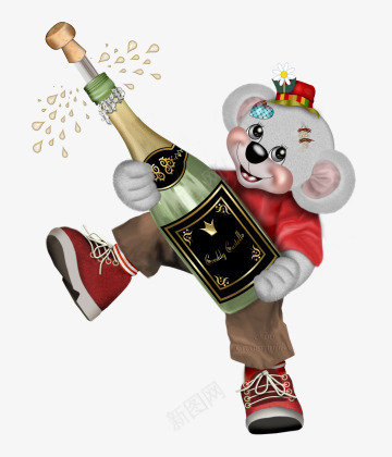 开啤酒的卡通小熊png免抠素材_新图网 https://ixintu.com 动物 卡通 卡通画熊免扣 可爱的熊 小灰熊 庆祝 愉快的 美酒 装饰图案 装饰熊PNG