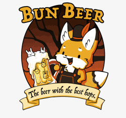 狐狸喝啤酒矢量图素材
