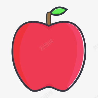 红色手绘弯曲苹果元素矢量图图标图标