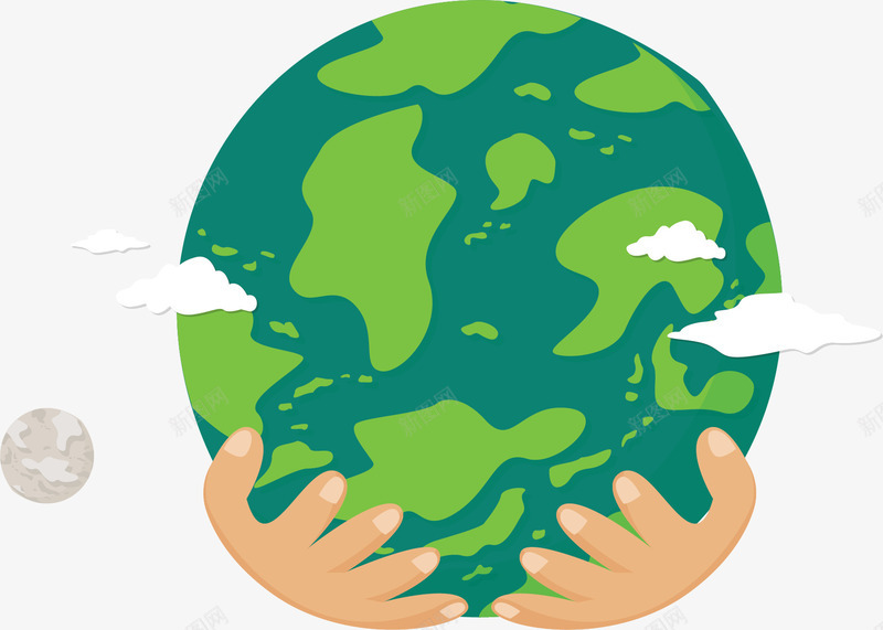 双手抱着绿色地球矢量图ai免抠素材_新图网 https://ixintu.com 地球 地球日 抱着地球 矢量png 绿色地球 矢量图