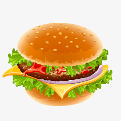卡通肉片美味汉堡卡通插画矢量图高清图片