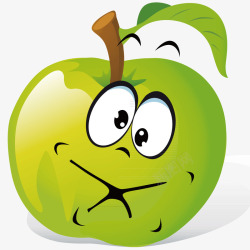 震惊的苹果一只可爱的绿色苹果高清图片