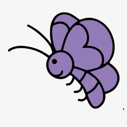 手绘紫色的小蜜蜂矢量图素材