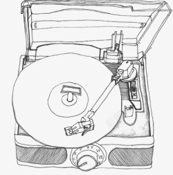 复古黑白唱片机素材